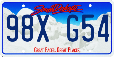 SD license plate 98XG54