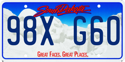 SD license plate 98XG60