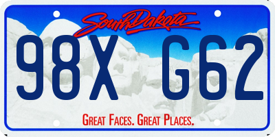 SD license plate 98XG62