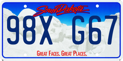 SD license plate 98XG67