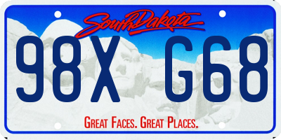 SD license plate 98XG68