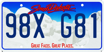 SD license plate 98XG81