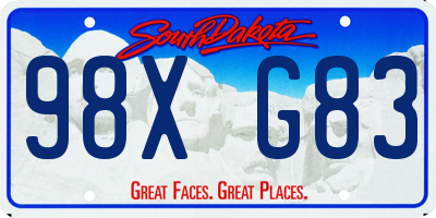 SD license plate 98XG83
