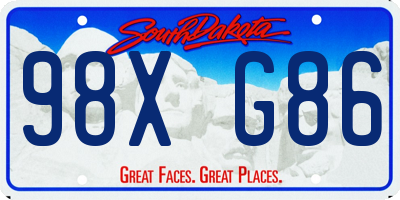 SD license plate 98XG86