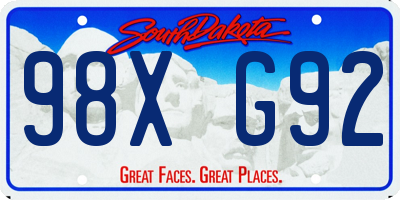 SD license plate 98XG92