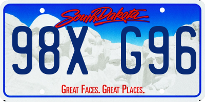 SD license plate 98XG96