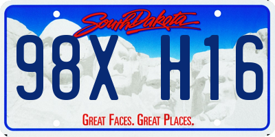 SD license plate 98XH16