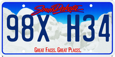 SD license plate 98XH34