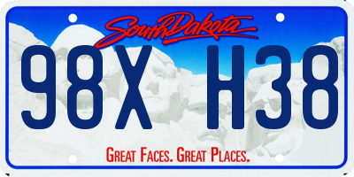 SD license plate 98XH38