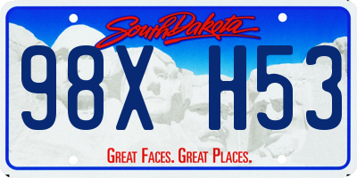 SD license plate 98XH53