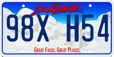 SD license plate 98XH54