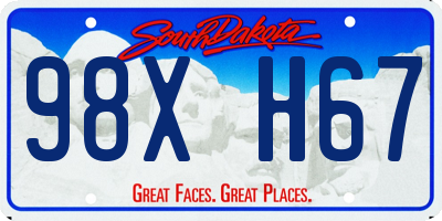 SD license plate 98XH67