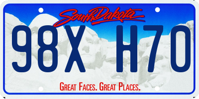 SD license plate 98XH70