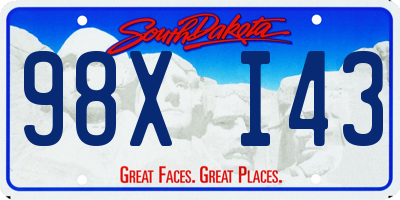 SD license plate 98XI43