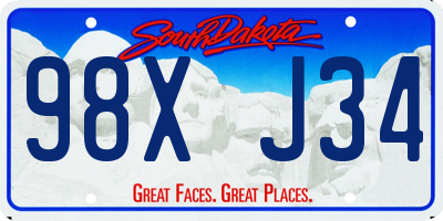 SD license plate 98XJ34