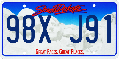 SD license plate 98XJ91