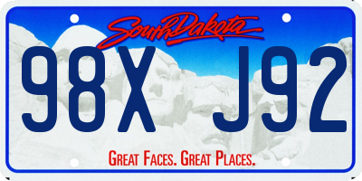 SD license plate 98XJ92