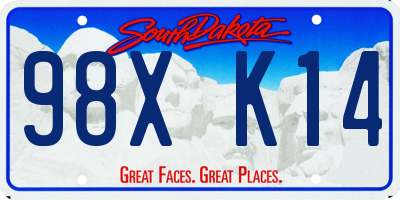SD license plate 98XK14