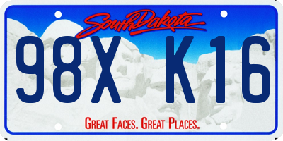 SD license plate 98XK16