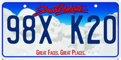 SD license plate 98XK20