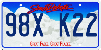 SD license plate 98XK22