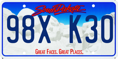 SD license plate 98XK30