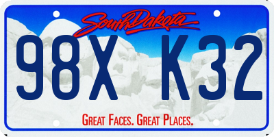 SD license plate 98XK32