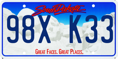 SD license plate 98XK33