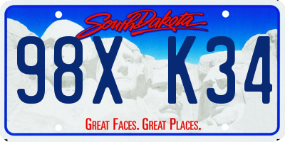 SD license plate 98XK34