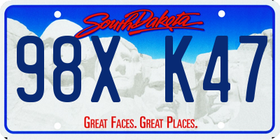 SD license plate 98XK47