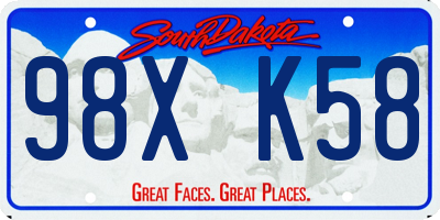 SD license plate 98XK58