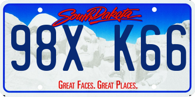 SD license plate 98XK66