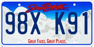 SD license plate 98XK91