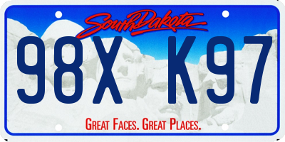 SD license plate 98XK97