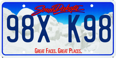 SD license plate 98XK98