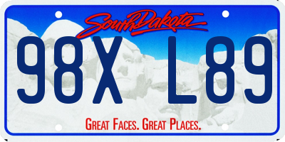 SD license plate 98XL89