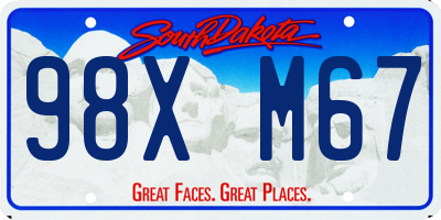 SD license plate 98XM67