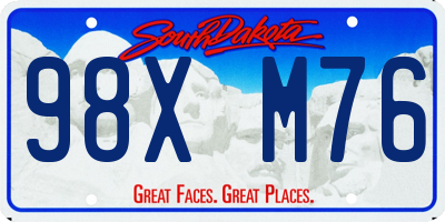 SD license plate 98XM76