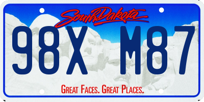 SD license plate 98XM87