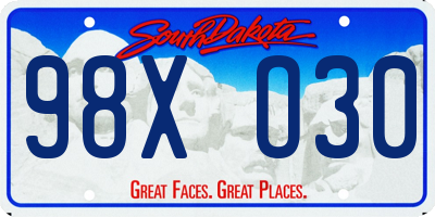 SD license plate 98XO30