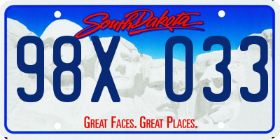 SD license plate 98XO33