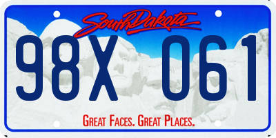 SD license plate 98XO61