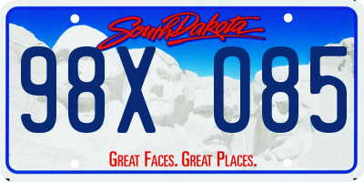 SD license plate 98XO85