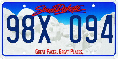 SD license plate 98XO94