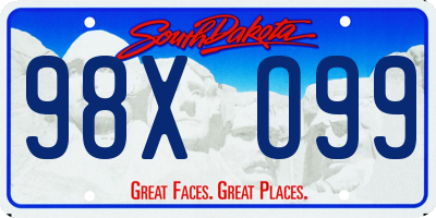 SD license plate 98XO99