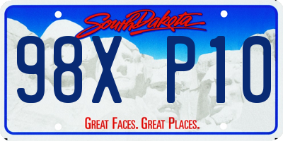 SD license plate 98XP10