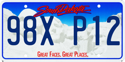 SD license plate 98XP12