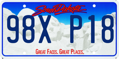 SD license plate 98XP18