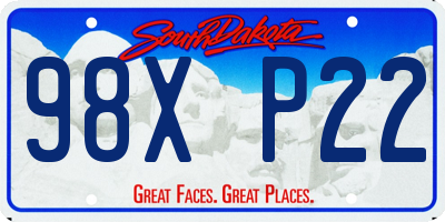 SD license plate 98XP22