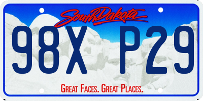 SD license plate 98XP29